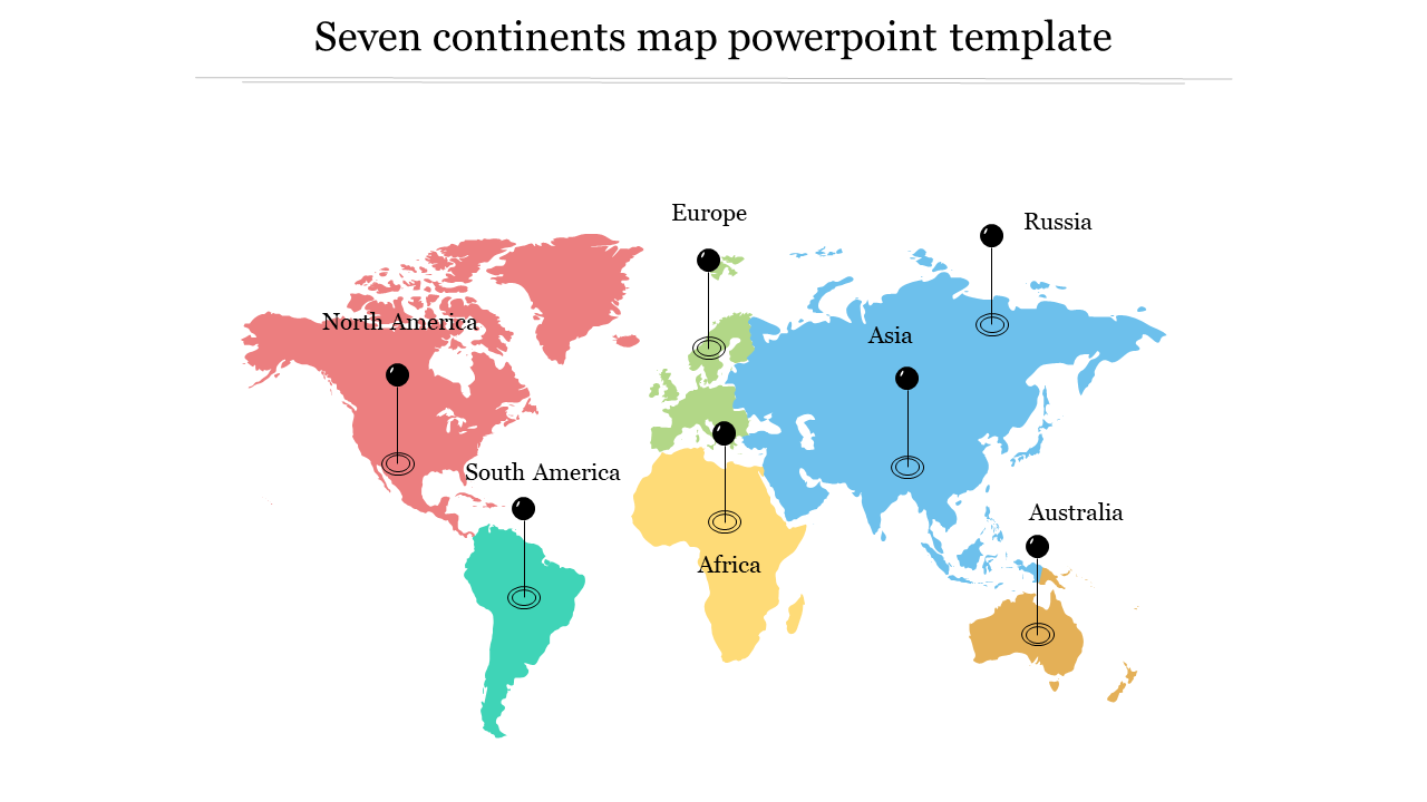 Seven continents map powerpoint template